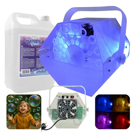 Zestaw: wytwornica baniek LED RGB LBM10-Clear + płyn 5 l