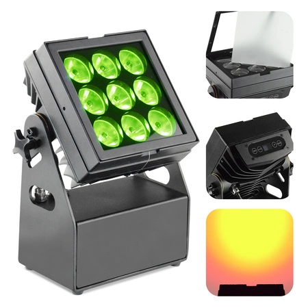 Reflektor akumulatorowy zewnętrzny 9x 6W RGB LED 4w1 AFX MOBICOLOR9+ pilot bezprzewodowy