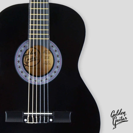 Zestaw: Gitara klasyczna 4/4 38" kolor czarny Golden Guitar+ akcesoria+ 2x statyw+ podnóżek gitarowy