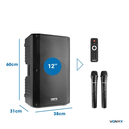 Zestaw: Kolumna mobilna VSA500 12" 800W BT Vonyx+ statyw