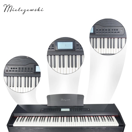 Pianino cyfrowe ważone z mechanizmem młoteczkowym ze statywem CANTATA czarne Mielczewski