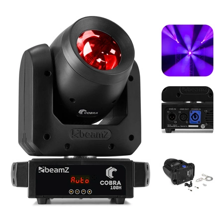 Zestaw: 4x Głowa ruchoma Cobra 100H z pryzmatem 100W Beamz+ 2x case
