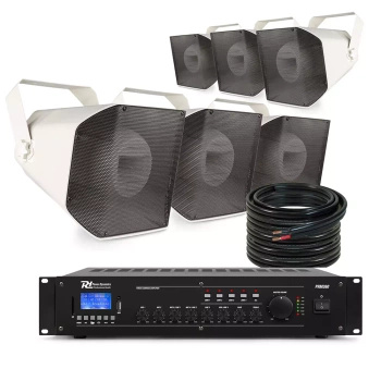 Zestaw pełnozakresowych głośników tubowych 6 x HS650 z wzmacniaczem