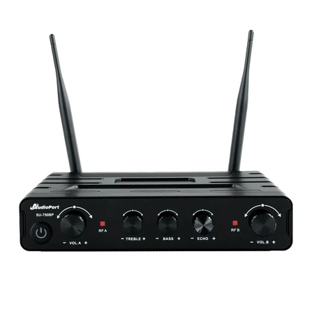 Zestaw mikrofonów bezprzewodowych UHF 2x nagłowny bodypack krawatowy Audioport SU-750BP