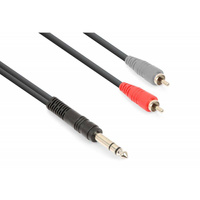 Kabel Jack 6,3 mm męski - 2 x RCA męski 3 m