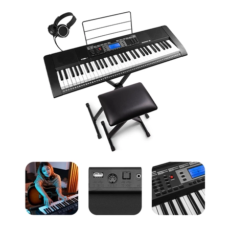 Keyboard 61 podświetlanych klawiszy Rhapsody61L Max+ statyw, ławka, słuchawki, mikrofon