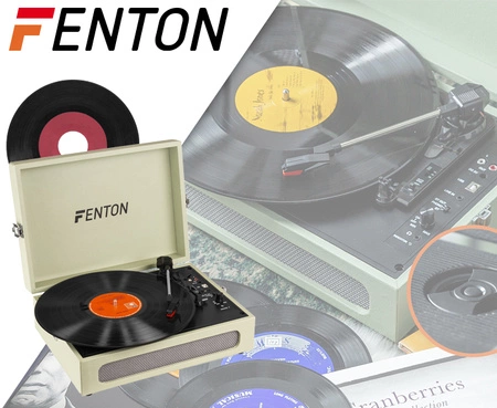 Gramofon w walizce RP118C Fenton wejście/wyjście BT zielony