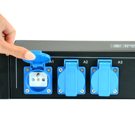 Dystrybutor zasilania 16A 9 gniazd, rack 19 PBOX-9SW-FR AFX Light