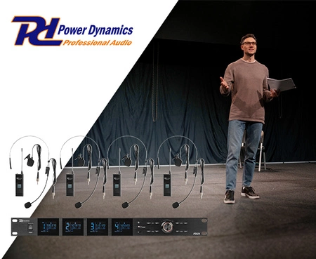 Zestaw mikrofonów bezprzewodowych UHF Power Dynamics PD524B z 4 mikrofonami typu bodypack