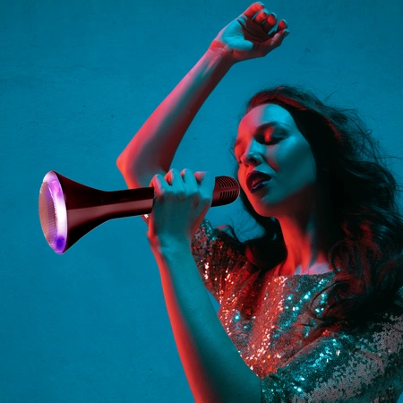 Mikrofon z głośnikiem do karaoke Party KAMIC kolor czarny