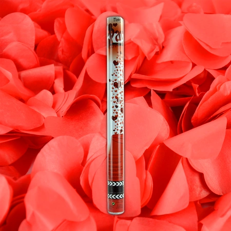 Tuba - wyrzutnia konfetti 60 cm - czerwone serca