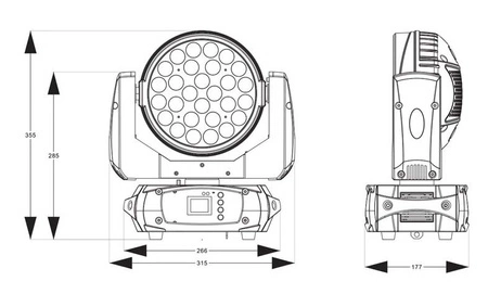 Zestaw: 4x Głowa ruchoma Fuze2812 RGBWA-UV zoom DMX Beamz + case