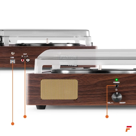 Gramofon RP106DW Fenton głośniki USB brązowy