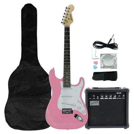 Gitara elektryczna - kompletny zestaw -Golden Guitar STEG-20 Różowa Stratocaster