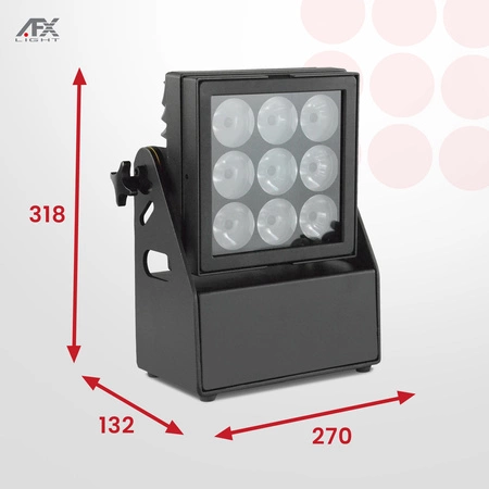 Reflektor akumulatorowy zewnętrzny 9x 6W RGB LED 4w1 AFX MOBICOLOR9+ pilot bezprzewodowy