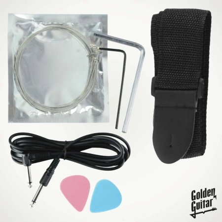 Gitara elektryczna - kompletny zestaw -Golden Guitar STEG-20 Różowa Stratocaster