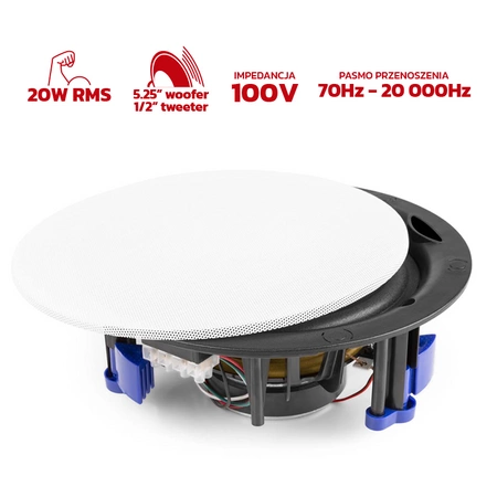 Głośnik sufitowy niskoprofilowy 100V 5,25" 20W biały NCSP5
