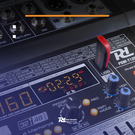 Mikser sceniczny 12-kanałowy PDM-T1204 DSP/MP3 Power Dynamics