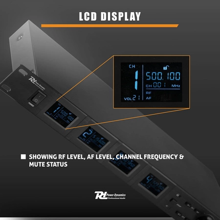 Zestaw mikrofonów bezprzewodowych UHF Power Dynamics PD524B z 4 mikrofonami typu bodypack