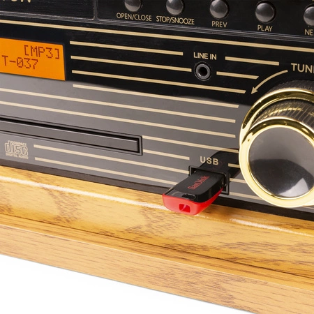 Gramofon Memphis Fenton BT CD kaseta DAB+ FM USB drewno