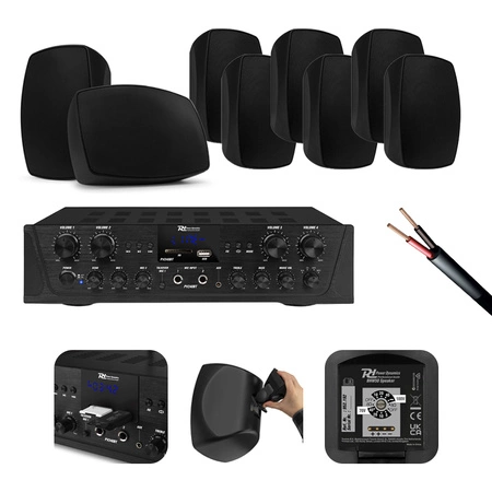 Zestaw głośników naściennych 8 x BHW60BK 6" 120W z wzmacniaczem 4 strefowym