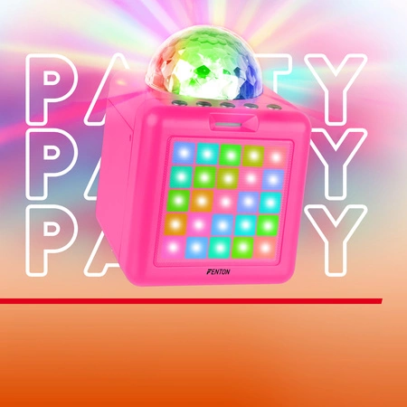 Głośnik bluetooth karaoke z półkulą LED 15W BT 2 mikrofony Fenton różowy