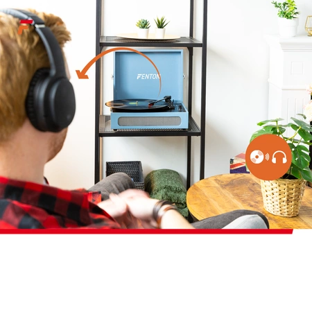 Gramofon w walizce RP118E Fenton wejście/wyjście BT niebieski