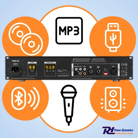 Wzmacniacz miksujący Power Dynamics PRC120 100V z CD 120W