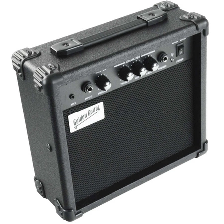 Gitara basowa - kompletny zestaw -Golden Guitar PBGB-40 czarno-niebieska