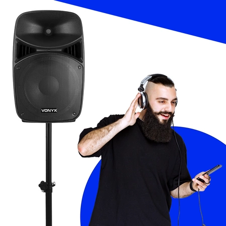 Zestaw nagłośnieniowy aktywny 1000W statywy mikrofon Vonyx