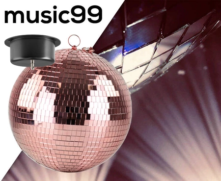 Zestaw: Kula lustrzana 30cm różowa+ napęd sieciowy