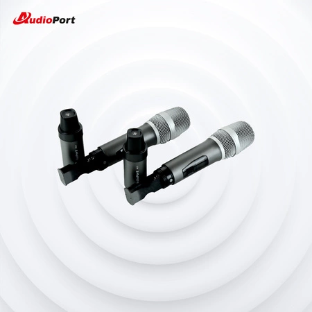 Zestaw 2 mikrofonów bezprzewodowych doręcznych UHF+ odbiornik Audioport MU2