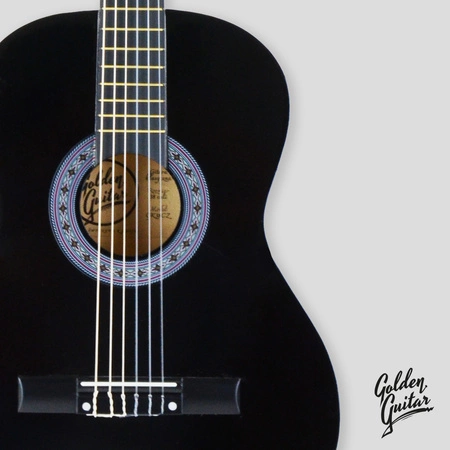Zestaw: Gitara klasyczna 4/4 38 kolor czarny GK38CZ Golden Guitar+ pokrowiec+ tuner+ struny+ kostki