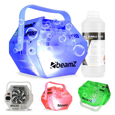 Zestaw: Wytwornica baniek LED RGB B500 BeamZ+ płyn do baniek 1l