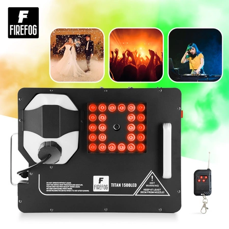 Zestaw: Wytwornica dymu pionowego LED 1500W Titan1500LED pilot DMX/ Firefog + płyn 1L
