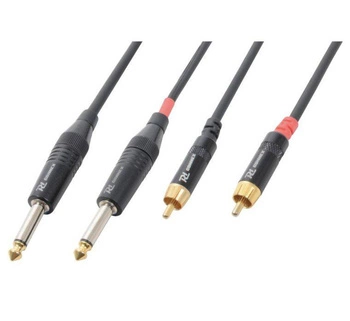 Kabel 2x Duży Jack (6.3) Mono / 2x Cinch (RCA) 1.5m PD Connex