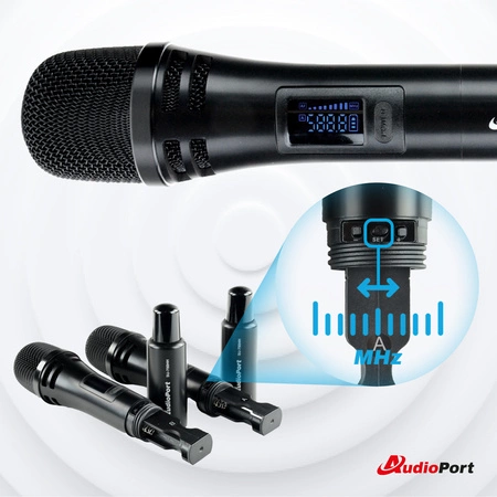 Zestaw mikrofonów bezprzewodowych doręcznych UHF+ stacja Audioport SU-750HH