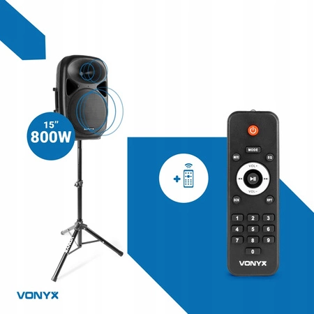 Kolumna aktywna 15'' BT MP3 SPS15A Vonyx+ statyw pilot mikrofon