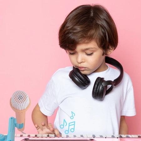 Keyboard 37 klawiszy edukacyjny dla dziecka z mikrofonem na statywie BD-375 BDMusic różowy