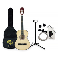 Zestaw: Gitara klasyczna 4/4 38" kolor naturalny GK38NAT Golden Guitar+ pokrowiec+ tuner+ struny+ kostki+ statyw podłogowy