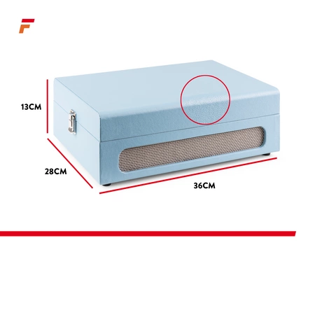 Gramofon w walizce RP118E Fenton wejście/wyjście BT niebieski