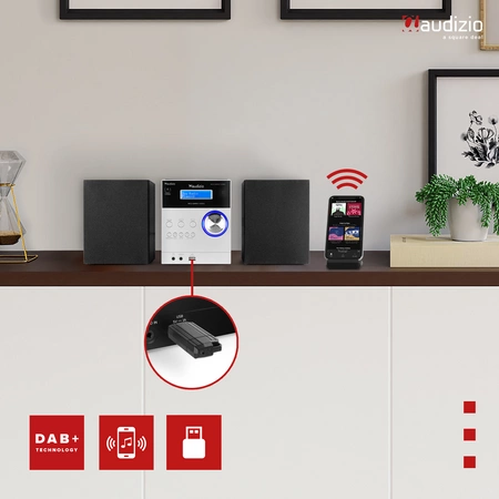 Mikrowieża Metz HiFi DAB FM CD BT Aluminium Audizio