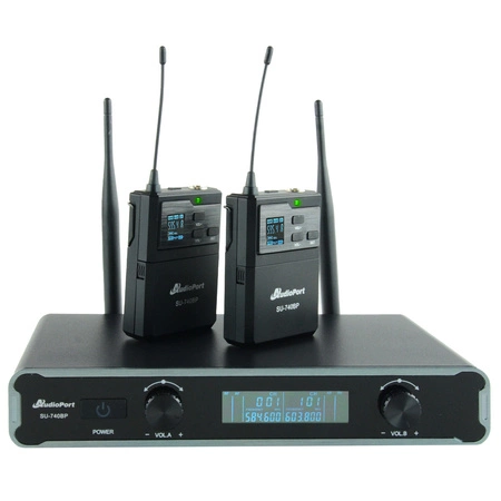Zestaw mikrofonów bezprzewodowych UHF 2x nagłowny+ 2x krawatowy 2x bodypack+ stacja Audioport SU-740HH