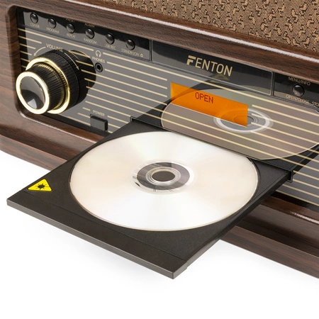 Gramofon Memphis Fenton BT CD DAB+ FM USB brązowy