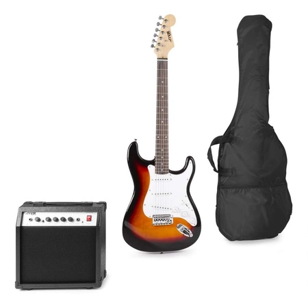Zestaw: Gitara elektryczna Gigkit Max sunburst+ wzmacniacz statyw akcesoria