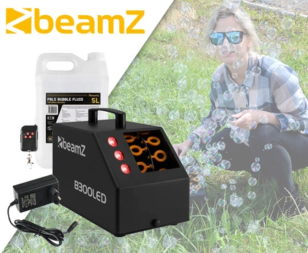 Zestaw: Wytwornica baniek z efektem LED RGB B300LED pilot Beamz+ płyn do baniek 5l