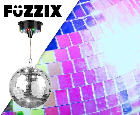Zestaw: Kula lustrzana 30cm+ napęd bateryjny LED Fuzzix