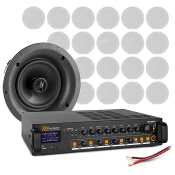 Profesjonalny system głośników sufitowych 20 x 8" FCS8 z wzmacniaczem 4 strefowym