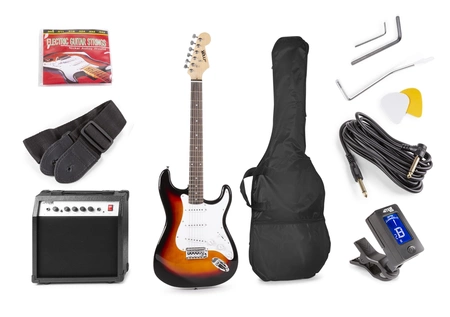 Zestaw: Gitara elektryczna Gigkit Max sunburst+ wzmacniacz statyw akcesoria