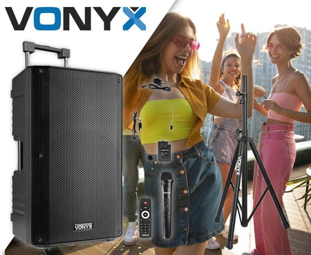 Zestaw: Kolumna mobilna 1000W VSA700-BP 15" Combi+ statyw